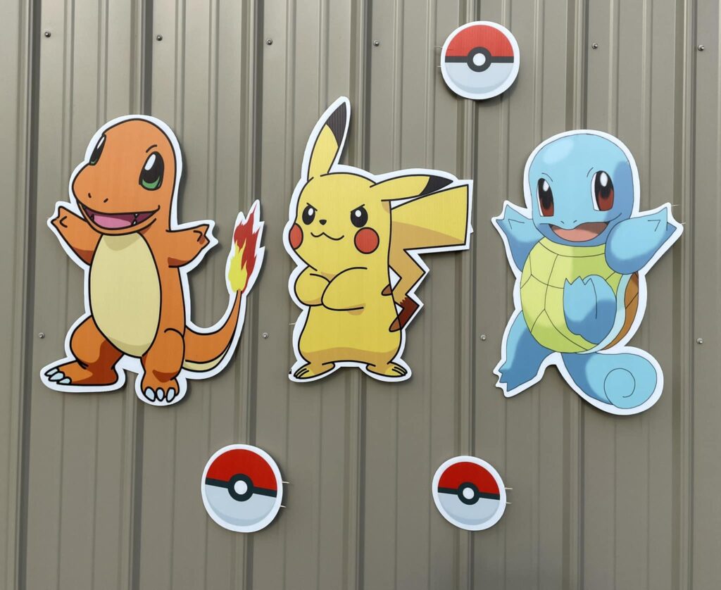 Pokémon Happy Birthday Characters in this theme include Charmander, Pikachu, and Squirtle. Poke balls are also included in this display.