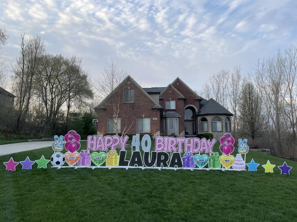 Groovy 40th Birthday with customized hearts